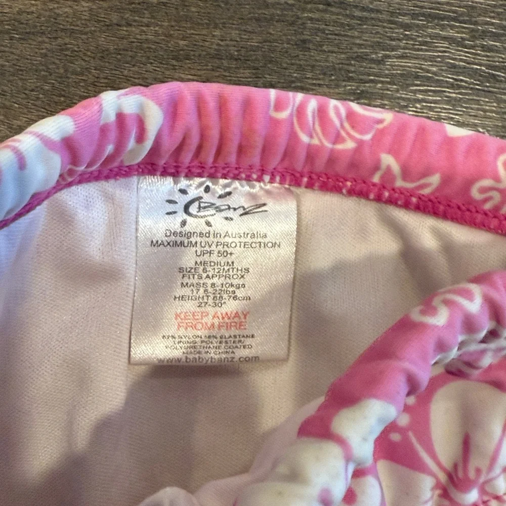 BanZ Pink Floral Swim Diaper size 6-12 months 9:10